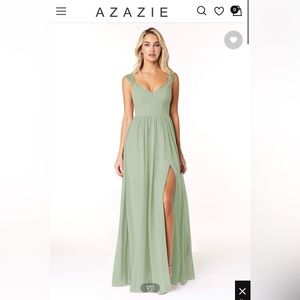 Azazie cleobella dusty sage dress